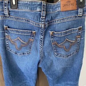 Shyanne Women's Blue Boot Cut Jeans with Contrast Pocket Stitching